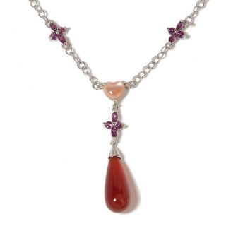 Jewelry Necklaces Drop 17 Red Agate Pink Mother of Pearl