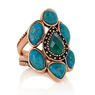 Studio Barse Green Onyx and Turquoise Copper Ring