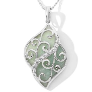 Jewelry Pendants Gemstone Freeform Jade Diamond Accented Sterling