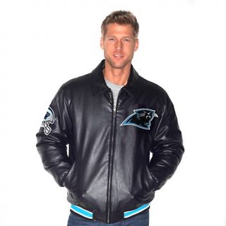 Carolina Panthers NFL Faux Leather Jacket with Logo