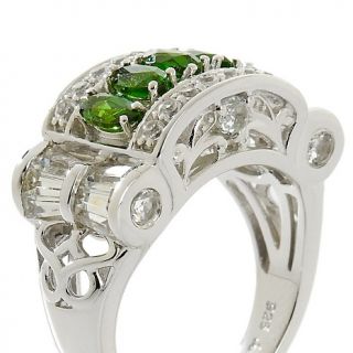 89ct Chrome Diopside and White Topaz Sterling Silver Ring