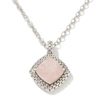 Hilary Joy Rose Quartz Sterling Silver Textured Pendant with 18 Chain