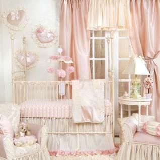 Elegant Designer Pink Floral Patchwork Baby Girl Nursery 3pc Crib