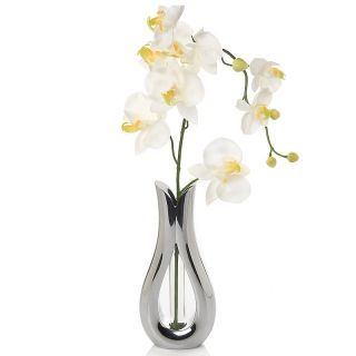 Nambé Metal Alloy Tulip Bud Vase with Silk Orchid