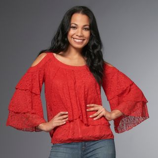 Hot in Hollywood Cold Shoulder Lace Blouse