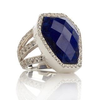 Sally C Treasures Lapis and White Topaz Sterling Silver Ring