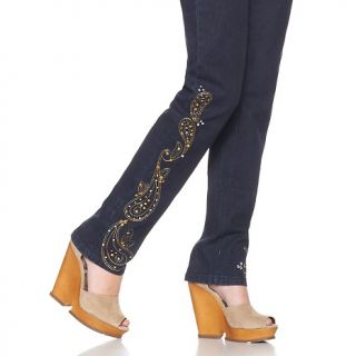 Diane Gilman DG2 Stud and Jeweled Embroidered Skinny Jeans