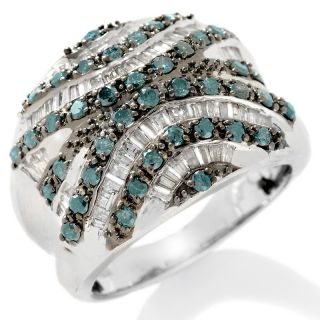 Jewelry Rings Fashion 1.5ct Blue and White Diamond Baguette and
