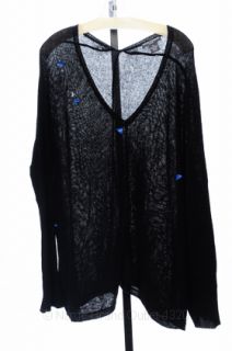 Chelsea Theodore XL 16 18 Black Cashmere V Neck Pullover Sweater Top $