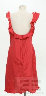 Elie Saab Red Silk Taffeta Sleeveless Ruffle Dress Size 46