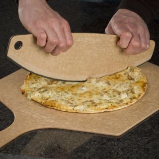 Epicurean Pizza 2pc Set Cutter Peel Slicer Wheel Board Lifter Natural