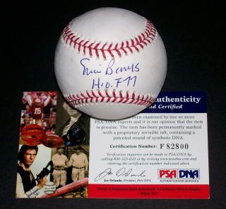 Ernie Banks Signed Official MLB Baseball PSA DNA Inscribed HOF 77
