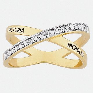 113 1702 gold plated sterling silver couples genuine diamond crossover