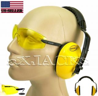 Earmuff Eye Protection Combo Set OSHA ANSI ZG2 Hearing Safety Glasses