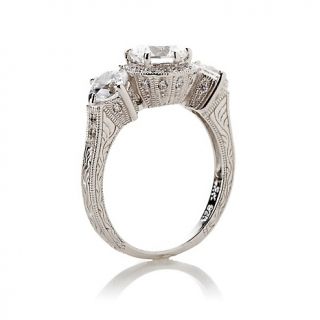 44ct Round 3 Stone Pavé Engraved Ring