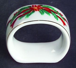 manufacturer fairfield pattern poinsettia ribbons piece napkin ring