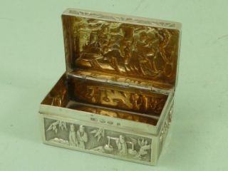 Chinese WH Silver Gilt Snuff Box 925 Sterling Solid Wang Hing Export