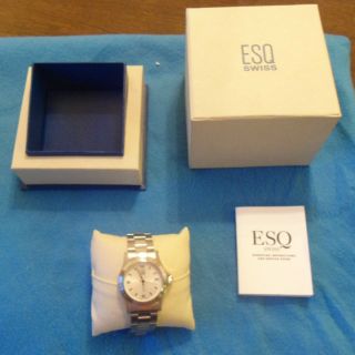Esq Mens Watch Stainless Steel White Dial Mint in Box