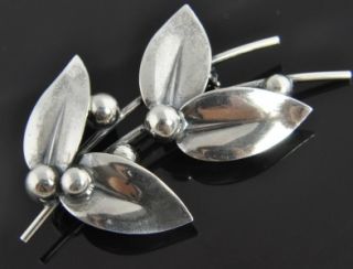 Niels Erik NE from Vintage Sterling Silver Denmark Modernist Leaf Pin