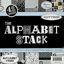 The Alphabet Stack 8x8 Glittered Cardstock 42 Sheets DCWV NEW Free