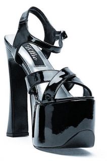 Ellie Shoe Sexy High Heel Black 6 5 Chunky Heel Sandal Ankle Strap 656
