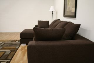 Twill Fabric Modern Sectional Sofa in Florence Brown