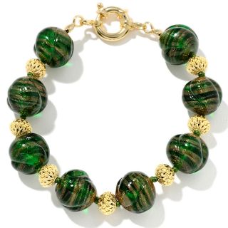 135 374 murano italian art murano glass green swirl 8 bead bracelet