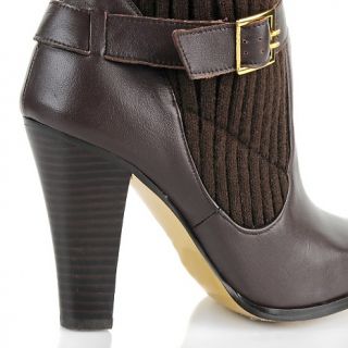 Mariah Carey Knit Boot with Buckles and Leather Trim