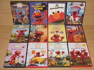 Lot 12 All Elmo Sesame Street DVDs Elmopalooza 9 Elmos World Happy