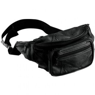 New Black Leather Waist Fanny Pack Belt Bag Pouch Travel Hip Purse