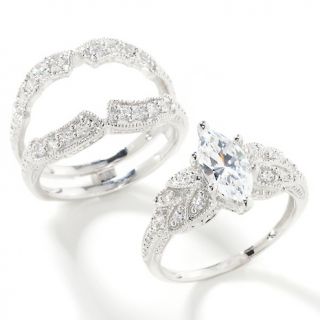 Xavier 1.38ct Absolute™ Marquise Solitaire and Pavé Ring Guard Set