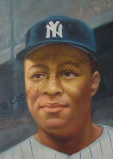 Elston Howard New York Yankees   Original Baseball MLB Oil Painting on