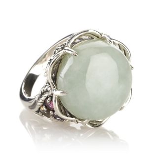 Jade of Yesteryear Multigemstone Sterling Silver Plum Blossom Ring