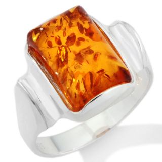 144 192 age of amber rectangular honey amber sterling silver ring