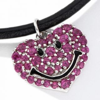 155 833 sterling silver smiley heart charm with 7 1 4 leather cord