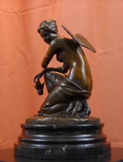  Butterfly Fairy Bronze Statue Nude Eugene Laurent Sculpture Oil Lamp