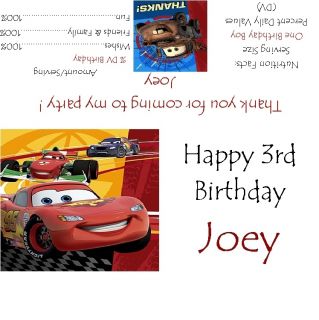 Disneys Pixar Cars 2 Candy Bar Wrappers Birthday Party Favors