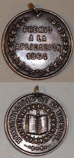 RARE Antique 1864 Argentina Medal Premio Aplicacion Strucked by Pablo