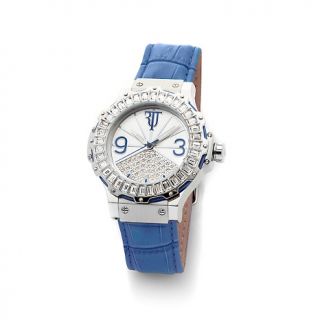 214 156 timepieces by randy jackson ladies crystal baguette leather