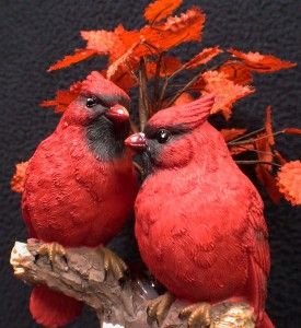 Red Cardinal Birds Fall Garden Wedding Cake Topper Top