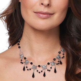 Jewelry Necklaces Drop Victoria Crowne Black Onyx and Marcasite