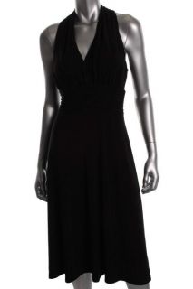 Evan Picone NEW Black Jersey Ruched Sleeveless Halter Cocktail Evening