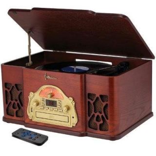 Emerson NR134 Heritage Home Stereo System Turntable Wood 4 In 1