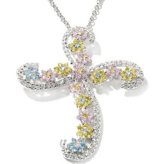 166 018 susan lucci susan lucci pastel floral cross pendant with 18