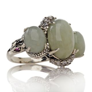 Jewelry Rings Gemstone Jade of Yesteryear 3 Stone Sterling Silver