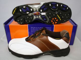 Mens Etonic Golf Shoes G SOK Size 8.5 White/Brown/Black GS101 14 NEW