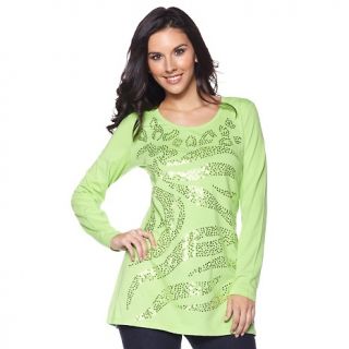 174 834 diane gilman long sleeve jersey knit sequin tunic rating 44 $