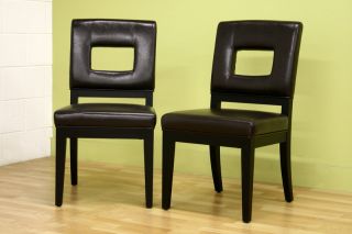 faustino dark brown leather dining chair set of 2 click each picture