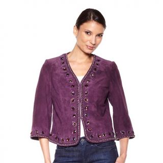 179 320 a by adrienne landau opulent jeweled suede jacket note