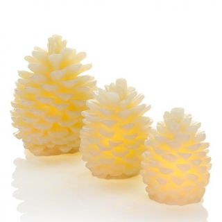185 645 set of 3 flickering flameless led pinecone candles note